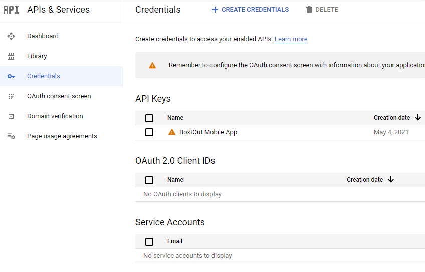 Google Cloud Api Credentials