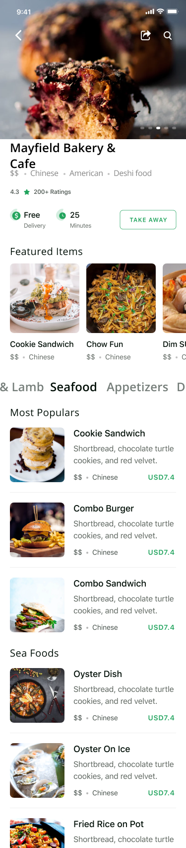 Restaurant Product UI